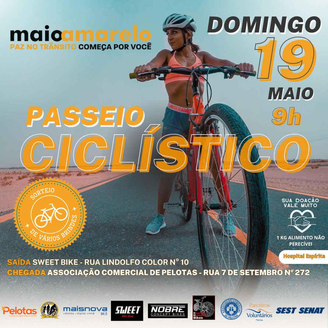 Capa do blog: Abertas as inscrições para o Passeio Ciclístico Maio Amarelo.
